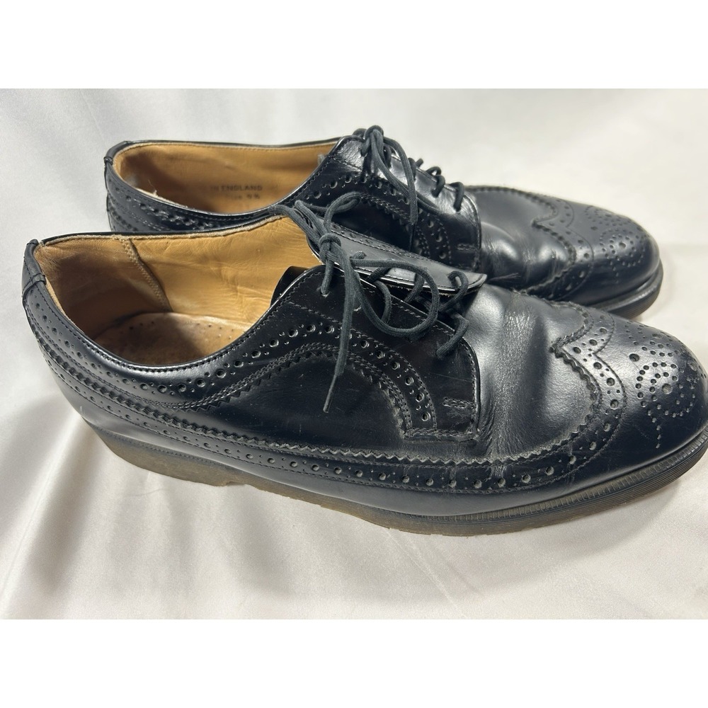 Vintage Dr Martens 3989 Brogue Wingtip Shoes Sz 9.5 Black Made in England Docs